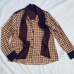 🍄Zara Basic Woman Button Down Blouse Maroon Med